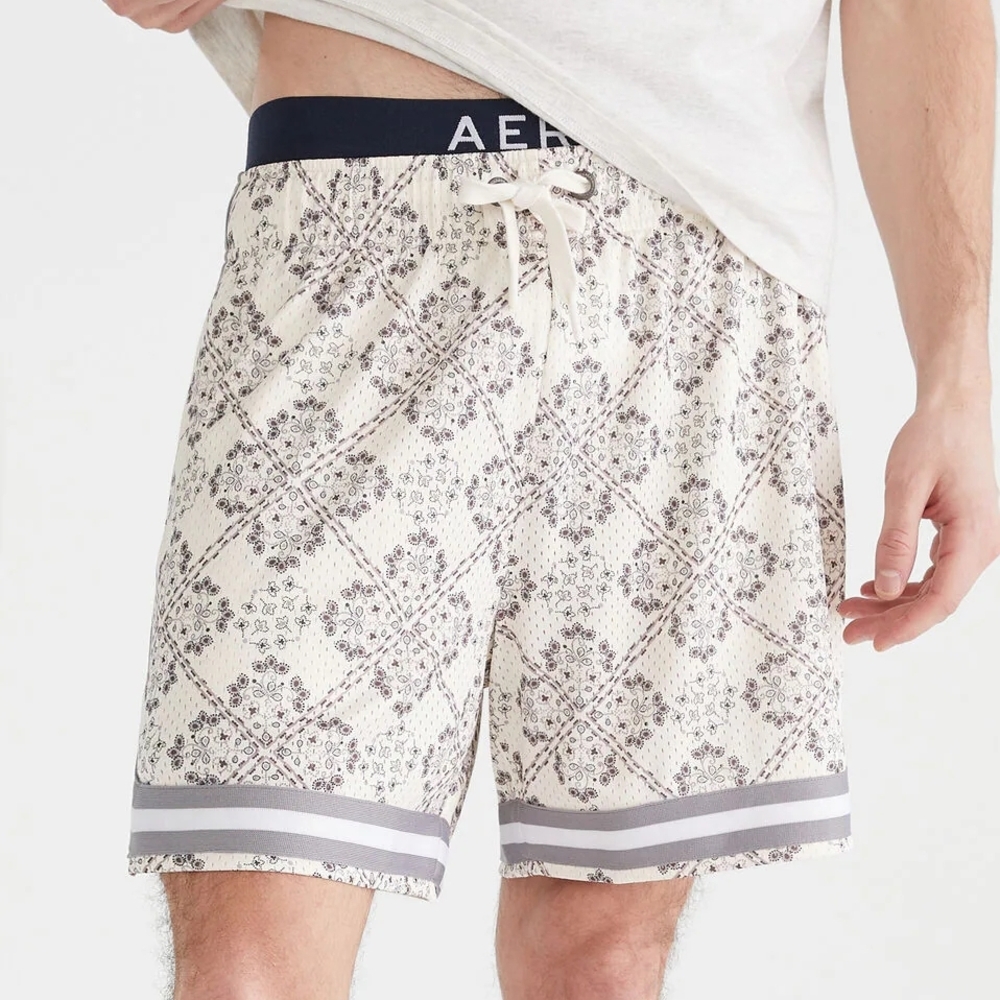 Aeropostale Mens 2xl Floral Diamond Print Mesh Shorts Surf Athleisure Boho